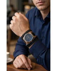 Reloj para Hombre con 3 Pulseras Negras Colombia
