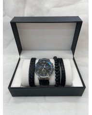 Reloj para Hombre con 3 Pulseras Negras Colombia